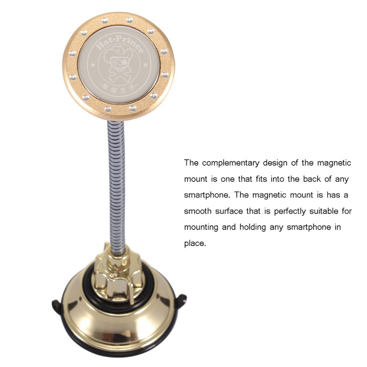 HAT PRINCE Suction Cup Metal Hose Magnetic Car Mount Phone Holder for iPhone 7 Etc. - Gold Color-5
