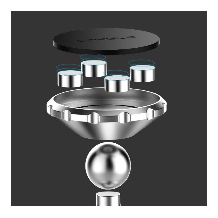 CAFELE Gear Shape Magnetic Rotary Car Mount Holder for iPhone Samsung - Silver Color-3