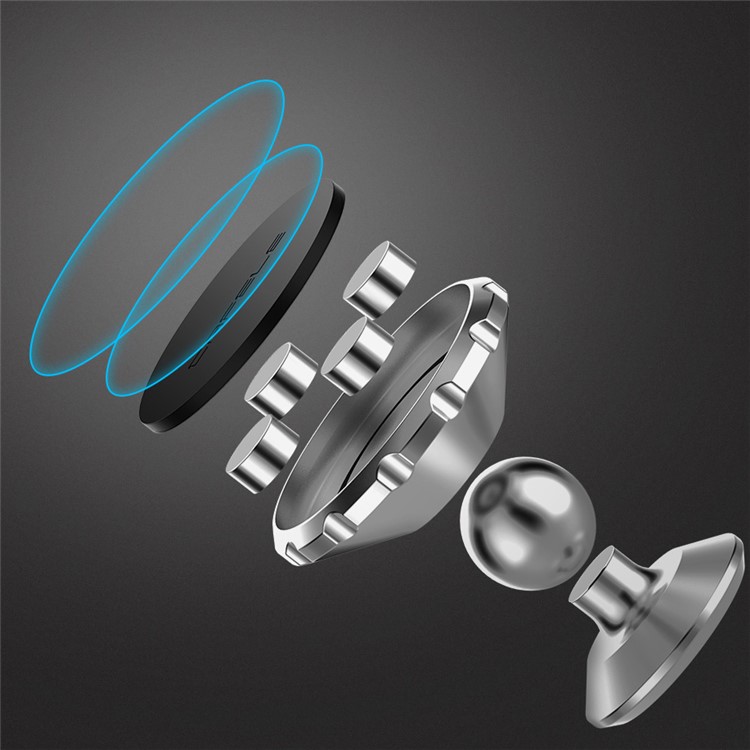CAFELE Gear Shape Magnetic Rotary Car Mount Holder for iPhone Samsung - Silver Color-4