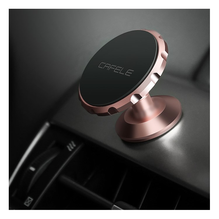 CAFELE Gear Shape Magnetic Rotation Car Mount Bracket for iPhone Samsung - Rose Gold Color-3