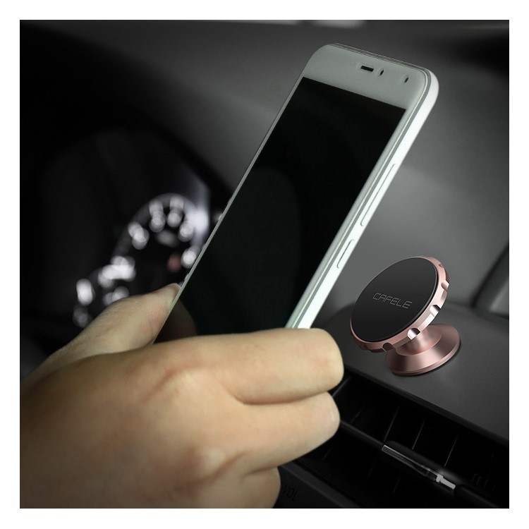 CAFELE Gear Shape Magnetic Rotation Car Mount Bracket for iPhone Samsung - Rose Gold Color-4