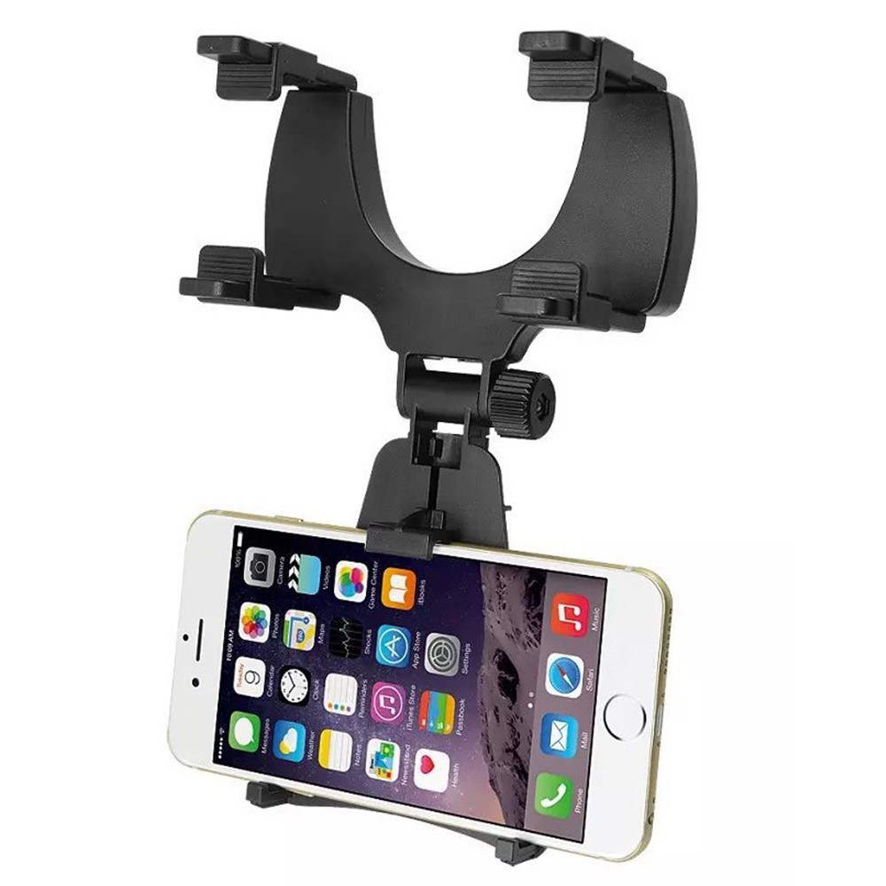 Carro Retrovisor Mount Mount Cradle Suporte Universal Para Celular / GPS - Preto