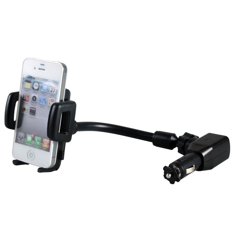 HC-003 Dual USB Chargeur De Voiture + Support De Téléphone Avec La Largeur De La Pince 3.5-7.5cm - Noir-5