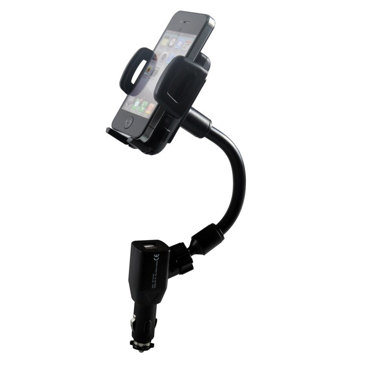 HC-003 Dual USB Chargeur De Voiture + Support De Téléphone Avec La Largeur De La Pince 3.5-7.5cm - Noir-9