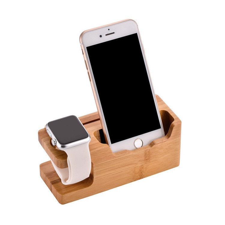 Carbonized Bamboo Desktop Apple Watch Charger Dock with 3 USB Ports Charging Station - UK Plug-9