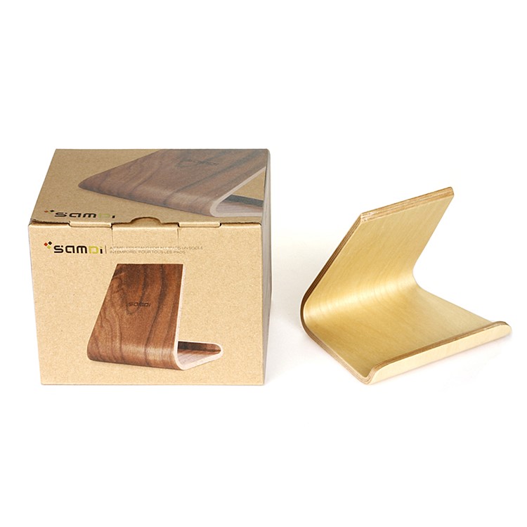 Samdi Real Wood Desktop Stand Para Iphone Ipad Samsung Mobile Phones & Comprimidos - Bétula Branca