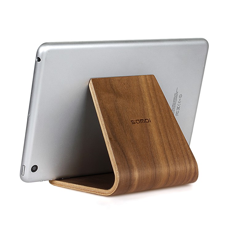 

SAMDI Natual Wood Stand Desktop Holder for iPhone iPad Samsung Mobile Phones & Tablets - Walnut Wood