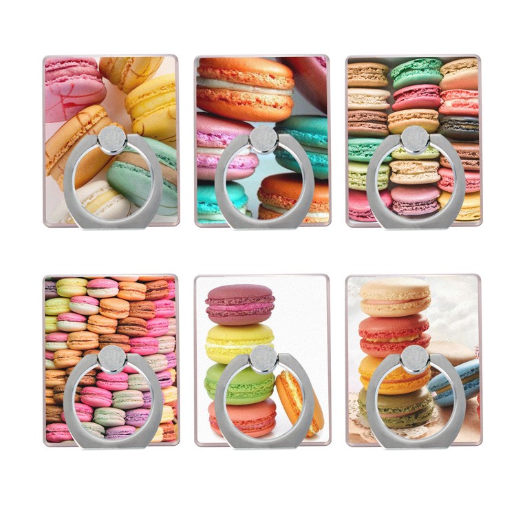 Macaroon Pattern Ring Holder Finger Grip 360 Degree Rotating Stand for Cellphone Tablet - Style A-6