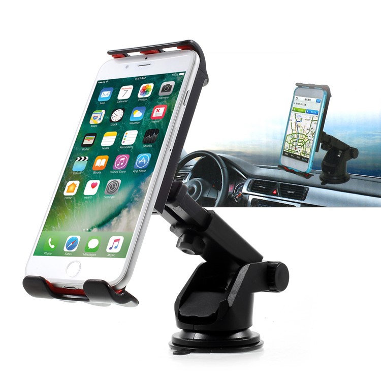 Universal Suction Cup Telescopic Pole Rotary Car Mount Holder, Clamp Width: 11.5 - 20cm - Black-1