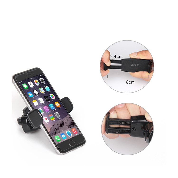 GOLF CH05 Car Air Vent Mount Air Outlet 360 Degree Rotary Phone Holder for iPhone 7, Width: 5.6-8cm - Black-2
