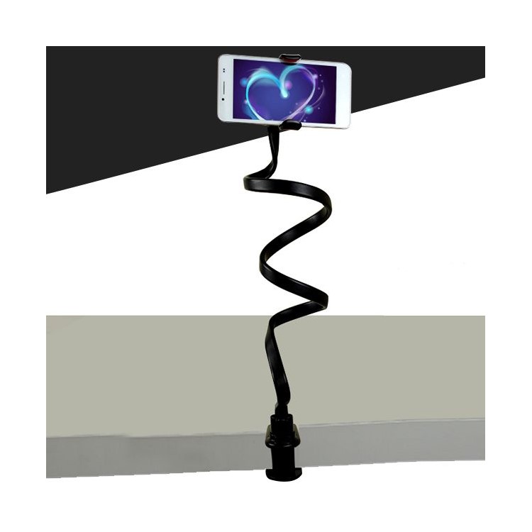 PHOSEAT Long Arms Phone Holder Stand Snake Shaped Clamp Mount, Max Clamp Width 85mm - Black-4