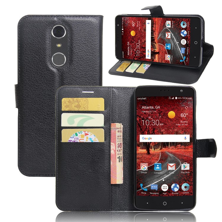 Litchi Texture Wallet Leather Phone Case for ZTE Grand X 4 - Black-1