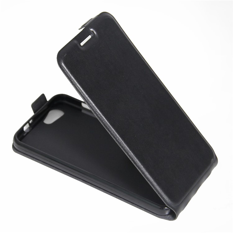 Vertical Flip Case Crazy Horse Leather ID Card/Photo Slot Cover for ZTE Blade A506 - Black-4
