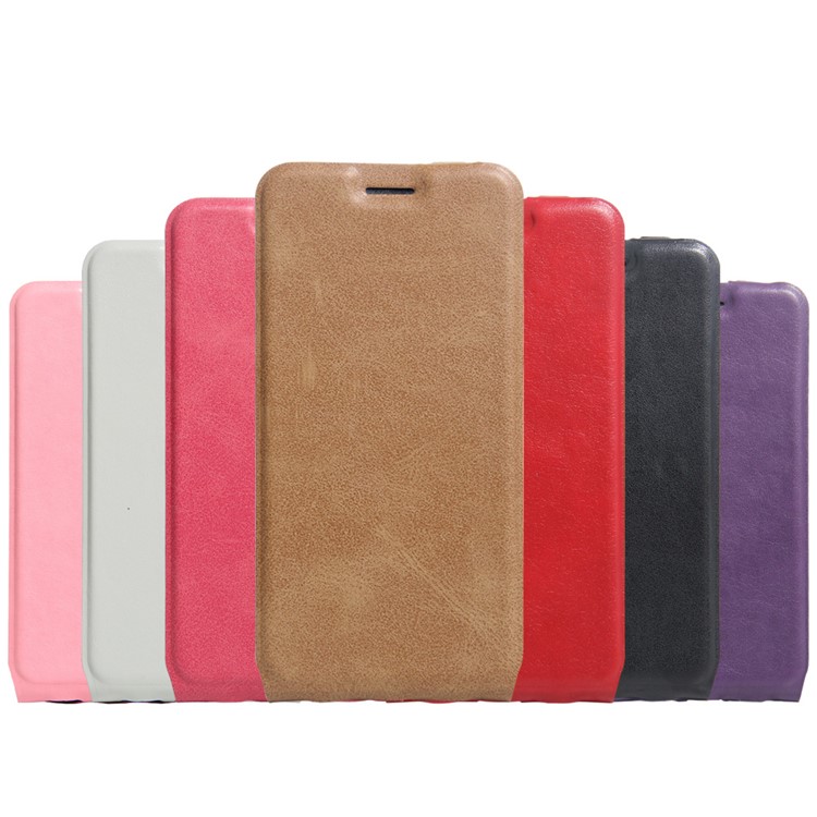 Vertical Flip Case Crazy Horse Leather ID Card/Photo Slot Cover for ZTE Blade A506 - Black-6