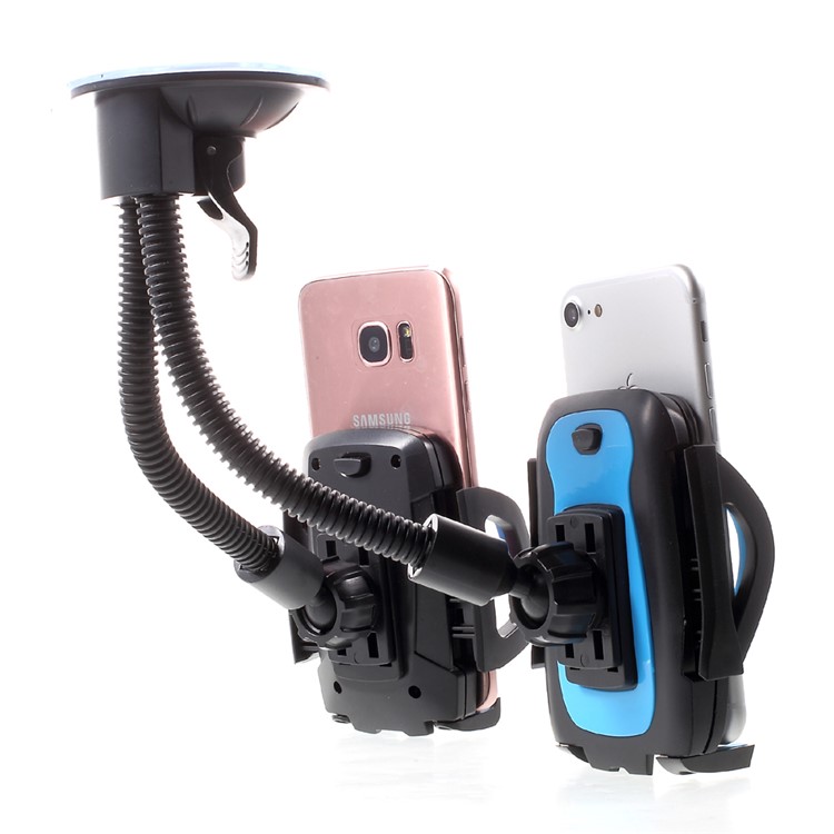 JS-026 Suction Cup Multi-function Car Mount Cradle with Double Phone Holders (Color Random) - Style A-1