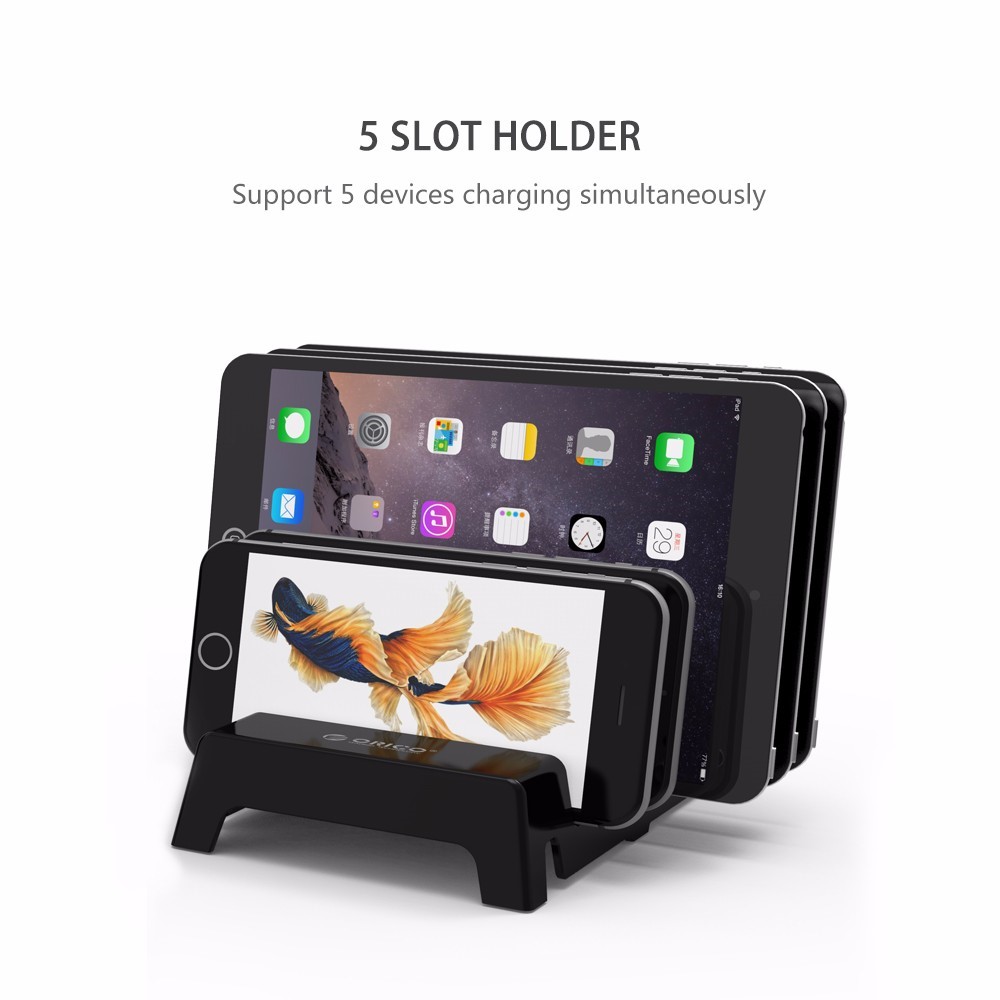 ORICO DK305 Universal 5-Slot Desktop Cell Phone Tablet Stand Holder - Black-1