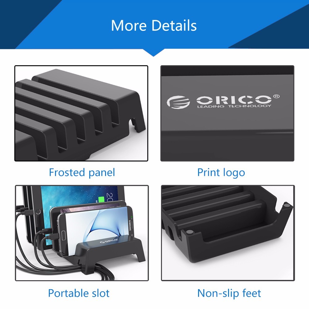 ORICO DK305 Universal 5-Slot Desktop Cell Phone Tablet Stand Holder - Black-3