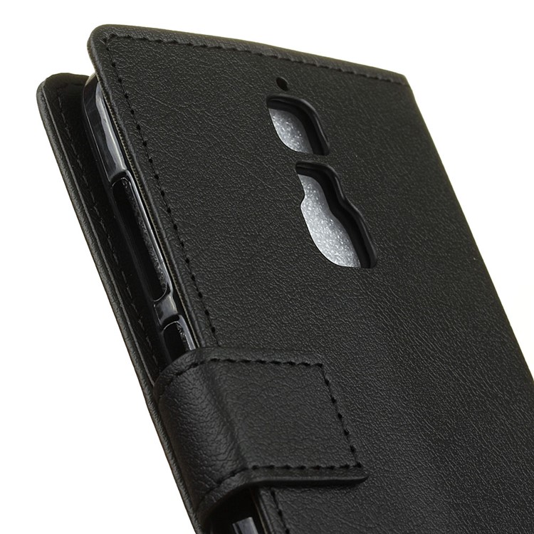 Flip Stand Leather Wallet Phone Case for ZTE Blade A610 Plus - Black-4