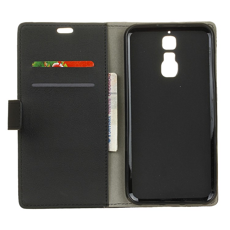 Flip Stand Leather Wallet Phone Case for ZTE Blade A610 Plus - Black-5