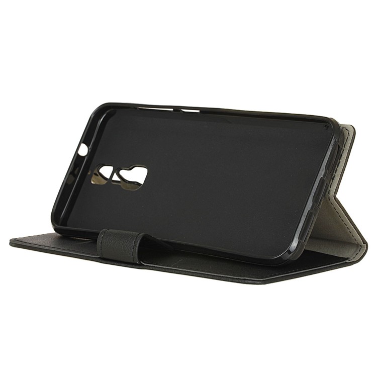 Flip Stand Leather Wallet Phone Case for ZTE Blade A610 Plus - Black-6