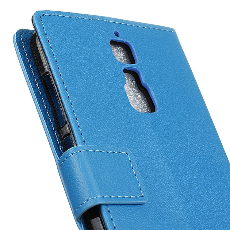 Flip Stand Leather Wallet Mobile Phone Accessory for ZTE Blade A610 Plus - Blue-4