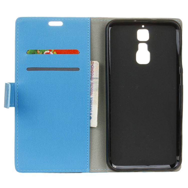 Flip Stand Leather Wallet Mobile Phone Accessory for ZTE Blade A610 Plus - Blue-5