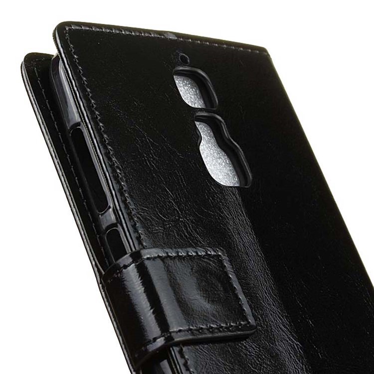 Crazy Horse Wallet Leather Phone Stand Case for ZTE Blade A610 Plus - Black-4