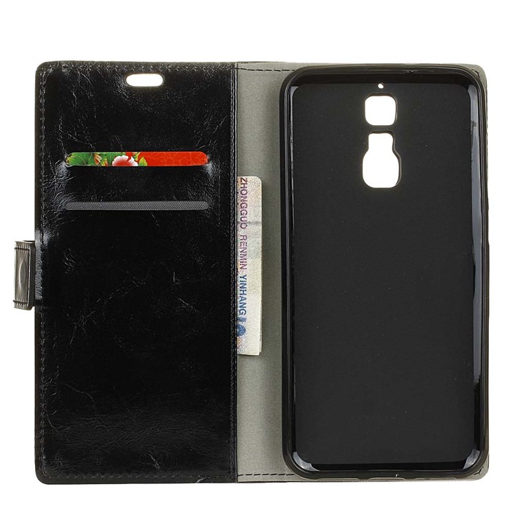 Crazy Horse Wallet Leather Phone Stand Case for ZTE Blade A610 Plus - Black-5