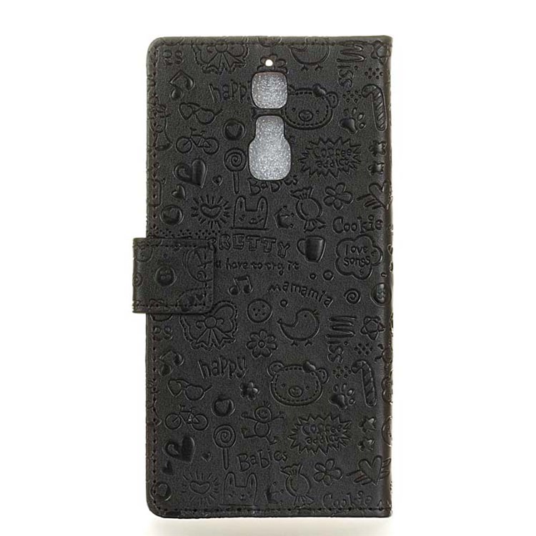 Cartoon Graffiti Wallet Leather Phone Case for ZTE Blade A610 Plus - Black-3