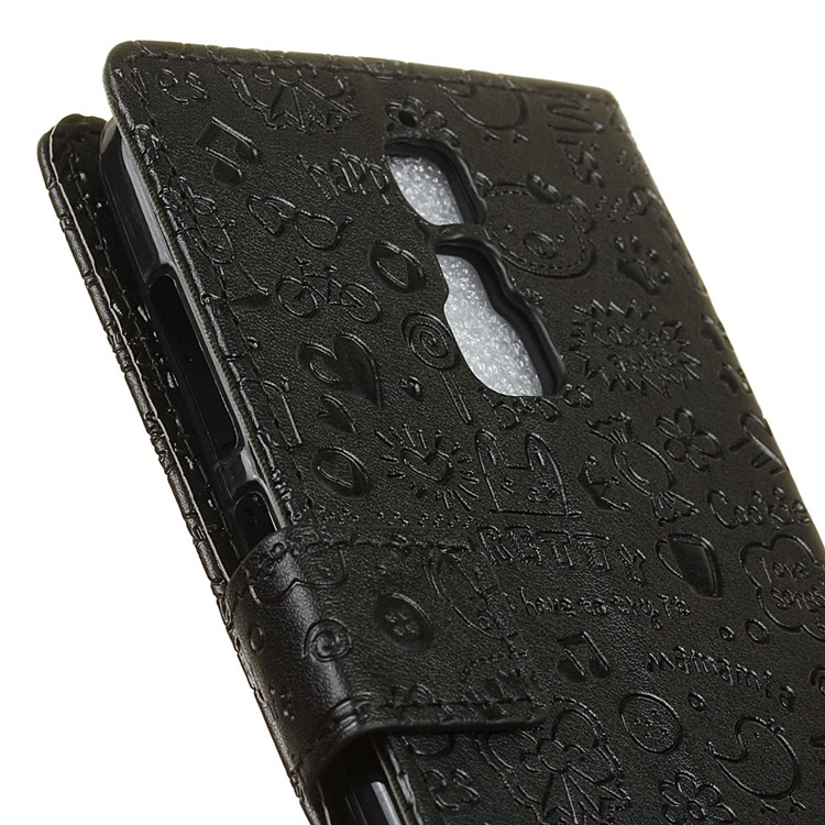 Cartoon Graffiti Wallet Leather Phone Case for ZTE Blade A610 Plus - Black-4