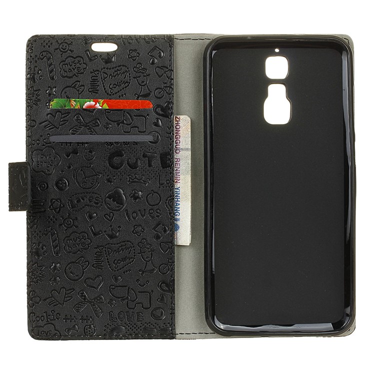 Cartoon Graffiti Wallet Leather Phone Case for ZTE Blade A610 Plus - Black-5