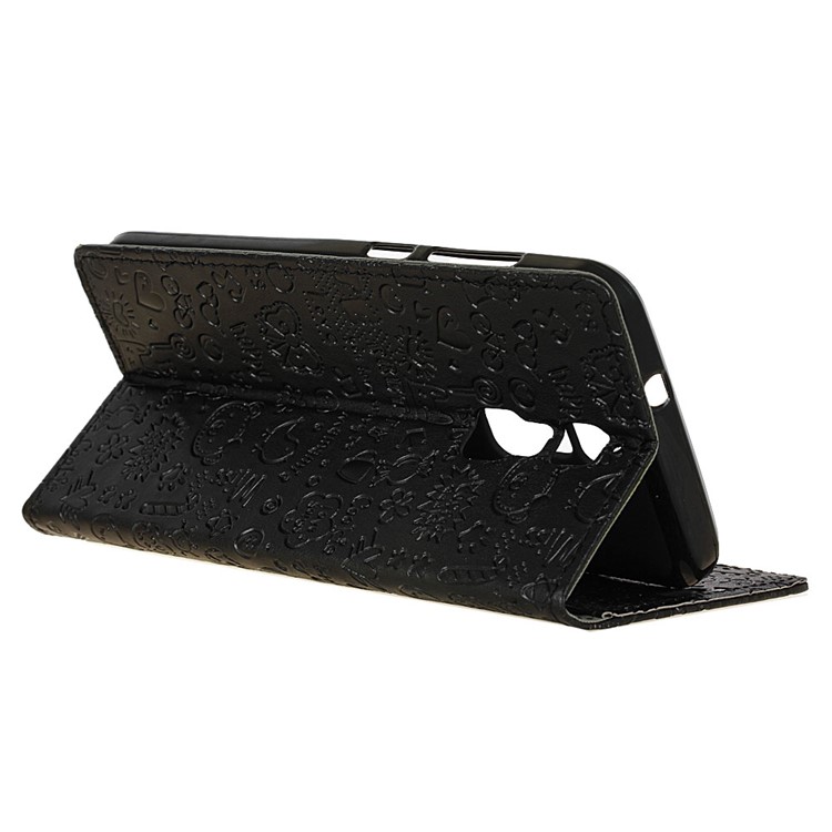 Cartoon Graffiti Wallet Leather Phone Case for ZTE Blade A610 Plus - Black-7