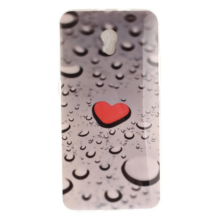 Patterned IMD TPU Jelly Back Case for ZTE Blade V7 - Red Heart and Raindrop-3