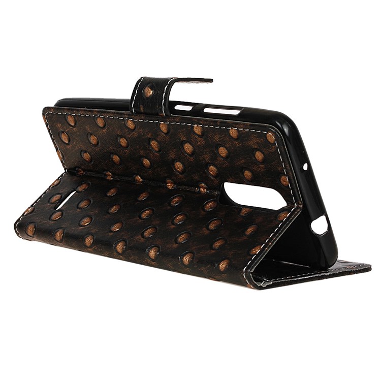 For ZTE Grand X 4 Metal Style Imprinted Pattern Leather Stand Cover Wallet Case - Gold / Bumps-7