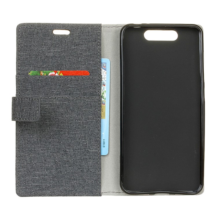 For ZTE Blade V8 Cloth Texture Leather Wallet Stand Phone Case - Black-3