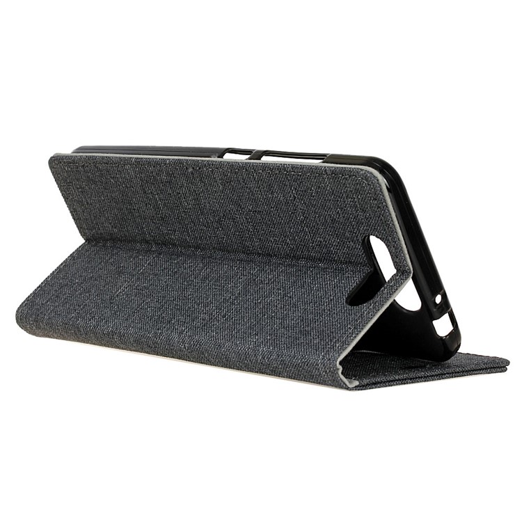 For ZTE Blade V8 Cloth Texture Leather Wallet Stand Phone Case - Black-5