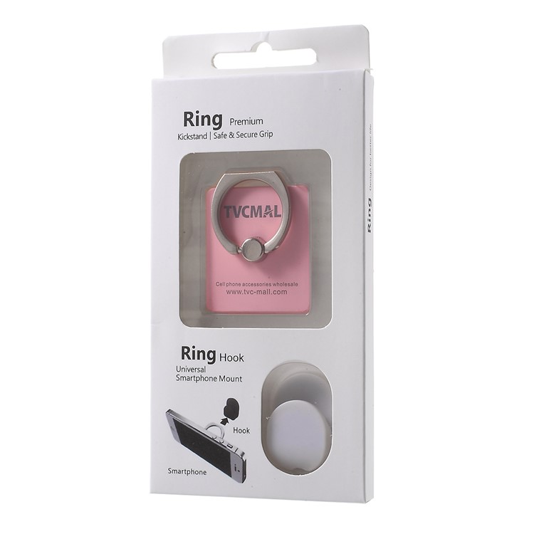 TVCMALL 360 Degree Rotary Metal Phone Holder Ring Stand Universal Smartphone Mount - Pink-9