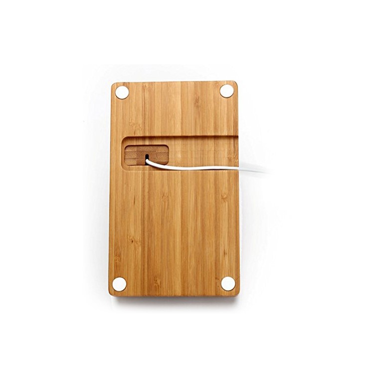 3-In-1 Bamboo Wood Charging Stand Stent Pen Holder for Apple Watch Smartphone Tablet-9