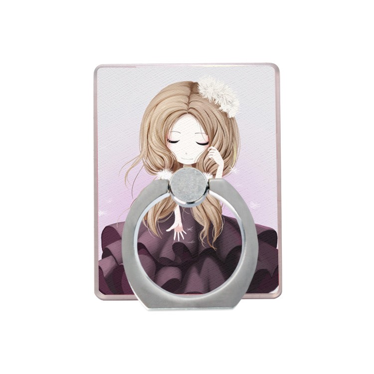 Cartoon Girl Finger Ring Grip Stand 360 Degree Rotation for iPhone Samsung Cellphone - Style B-1
