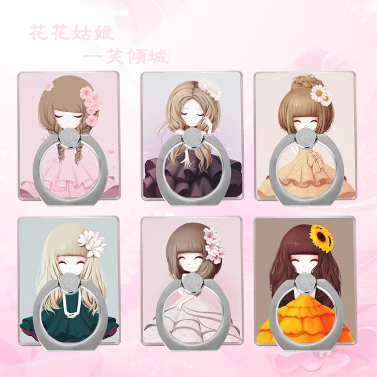 Cartoon Girl Finger Ring Grip Stand 360 Degree Rotation for iPhone Samsung Cellphone - Style B-9