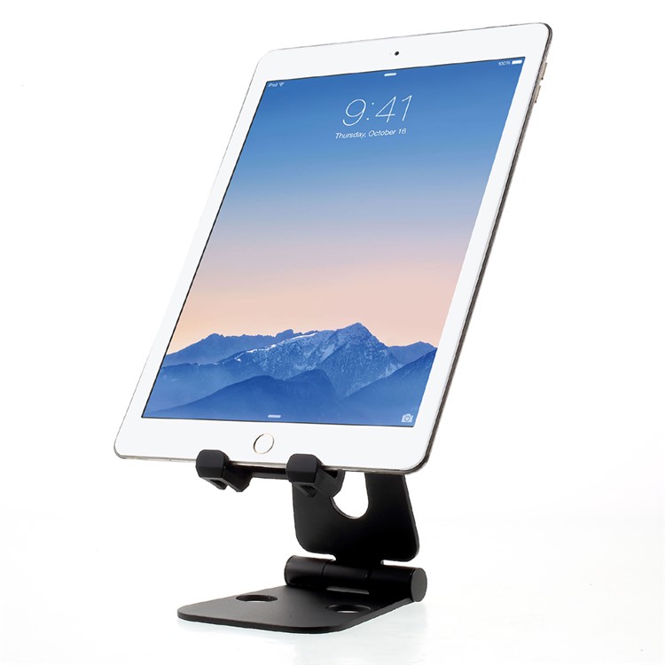 Universal Aluminium Alloy Foldable Desktop Mount Stand for iPhone iPad Samsung Smartphones & Tablets - Black-2