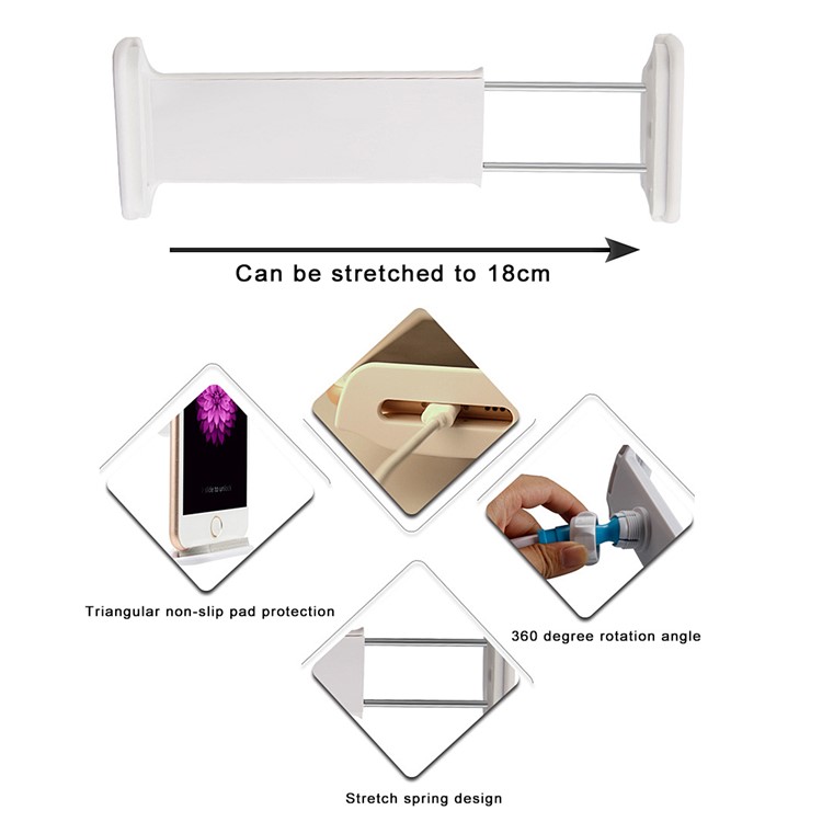 Universal 360 Rotary Lazy Bed Desktop Mount Holder for Tablet and Mobile Phone, Width: 12-18cm - White-5