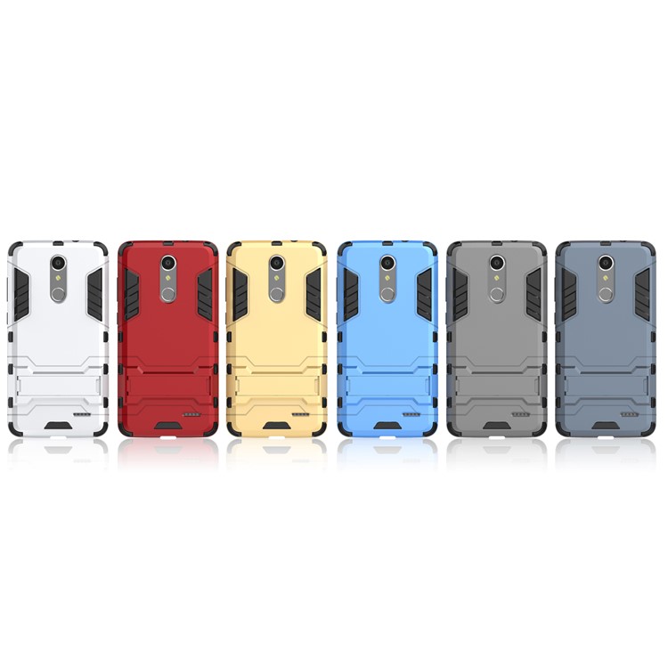 Cool Guard PC TPU Hybrid Phone Case with Kickstand for ZTE Grand X 4 - Silver-3
