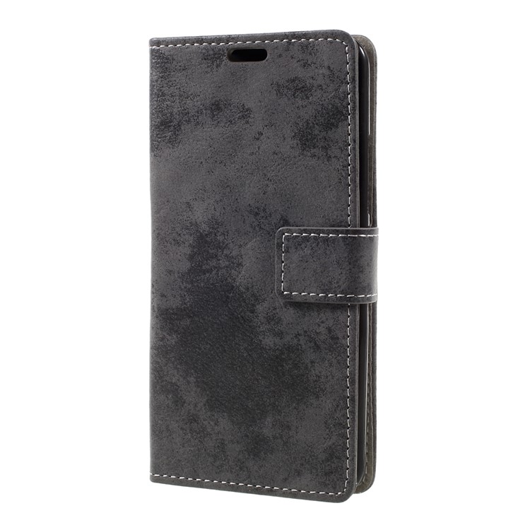 Retro Style Leather Wallet Mobile Phone Shell for ZTE Blade A602 - Grey-1
