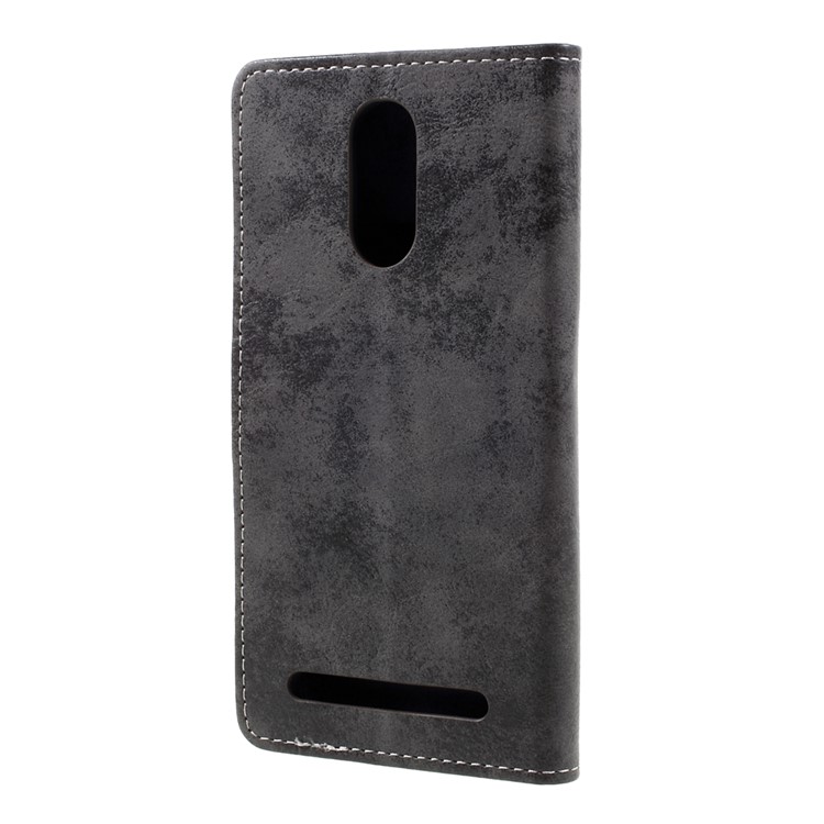 Retro Style Leather Wallet Mobile Phone Shell for ZTE Blade A602 - Grey-2