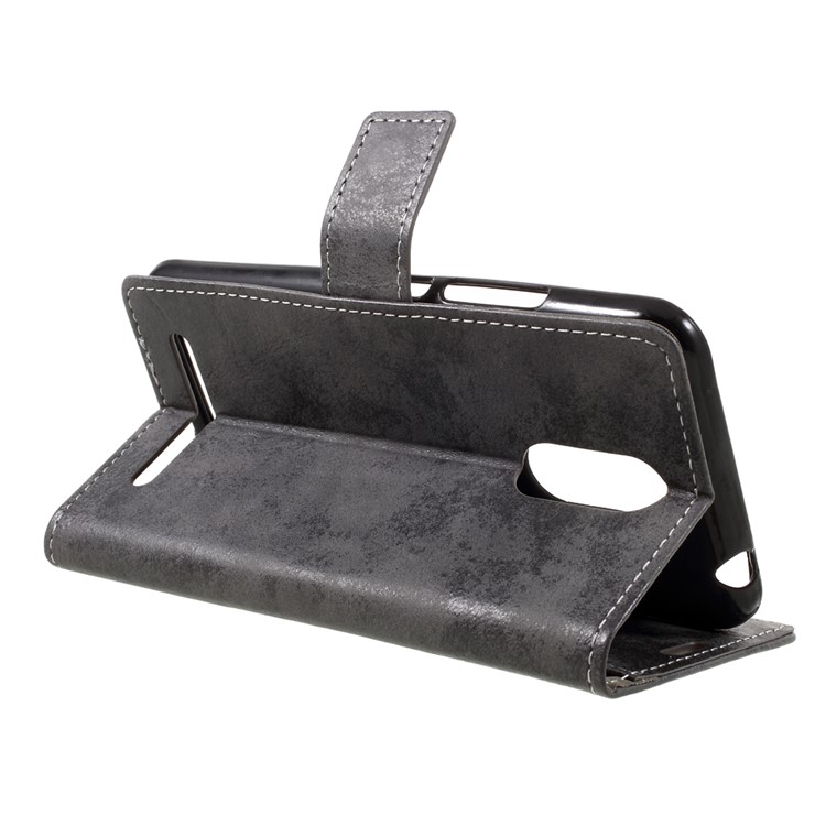 Retro Style Leather Wallet Mobile Phone Shell for ZTE Blade A602 - Grey-5