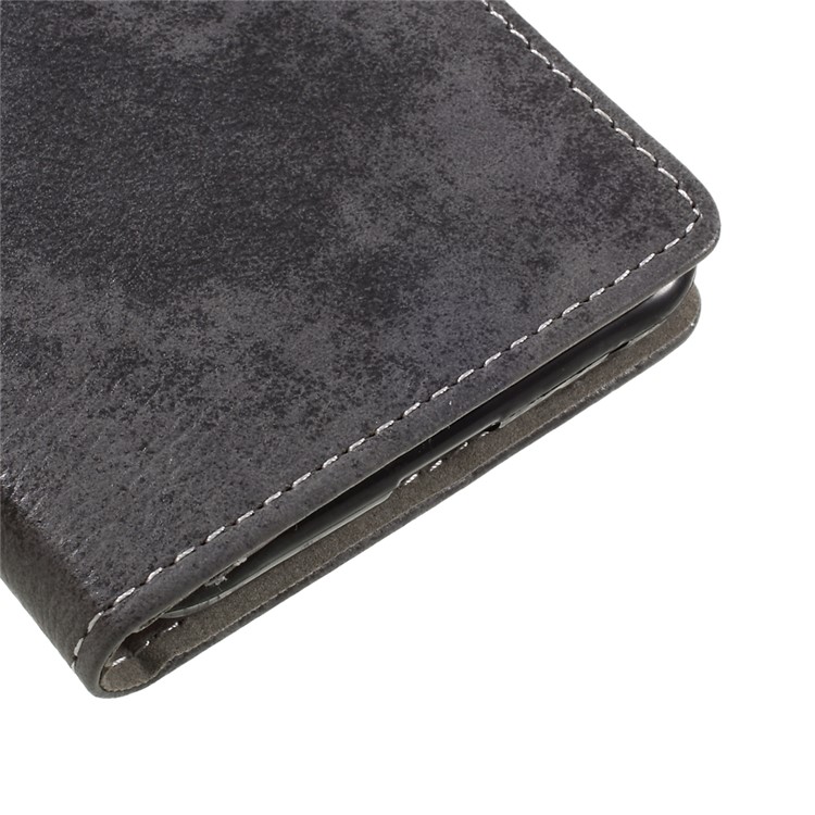 Retro Style Leather Wallet Mobile Phone Shell for ZTE Blade A602 - Grey-7