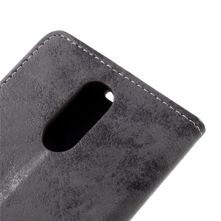 Retro Style Leather Wallet Mobile Phone Shell for ZTE Blade A602 - Grey-8