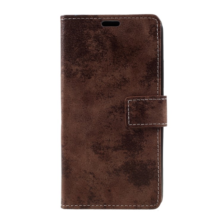 Retro Style Leather Wallet Flip Protective Cover Case for ZTE Blade A602 - Brown-1