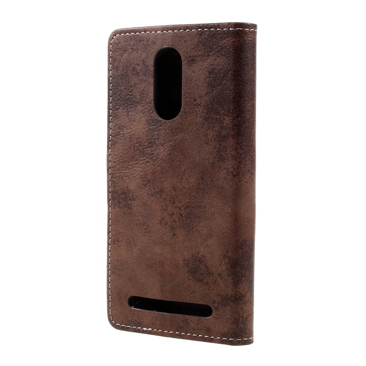Retro Style Leather Wallet Flip Protective Cover Case for ZTE Blade A602 - Brown-3